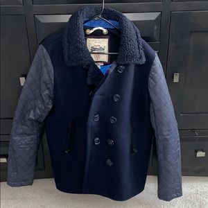 SuperDry heavy wool bomber style pea coat